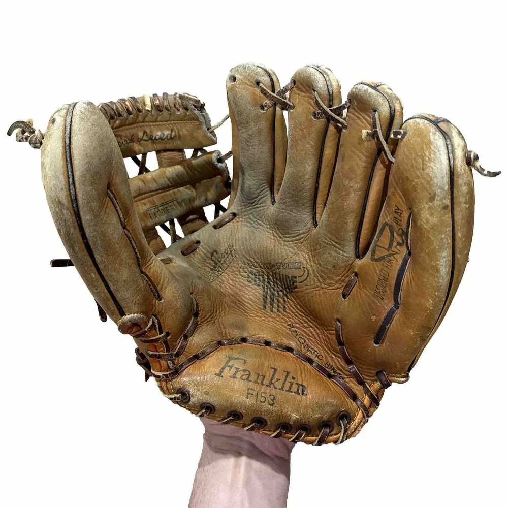 Vintage Franklin F153 Brown Leather Baseball Glove Flexomatic Horse & Cowhide